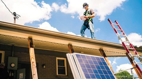Photo of mechanical installation from the book Install Your Own Solar Panels.